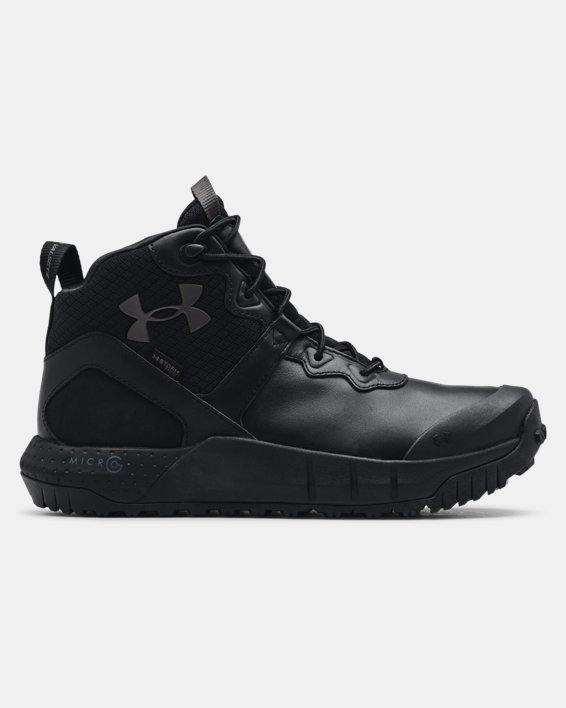 Men's UA Micro G® Valsetz Mid Leather Waterproof Tactical Boots, Black, pdpMainDesktop image number 0